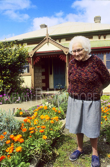 Mrs. Bertha West at 87 years, a lifetime residence of Kingscote, Kangaroo Island, South Australia