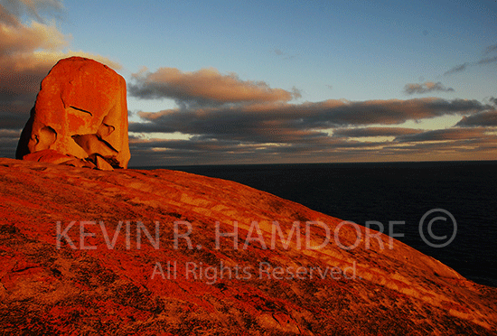 Remarkable Rocks, Cape Du Couedic, southwest coast, Kangaroo Island, South Australia.  This is the mythic site from the Ngurunderi aboriginal people's Dreamtime, where the spirits of the dead ascend to the afterlife in the stars of the milky way.