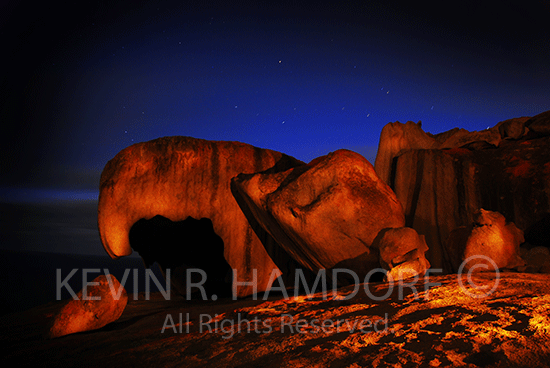 Remarkable Rocks, Cape Du Couedic, southwest coast, Kangaroo Island, South Australia.  This is the mythic site from the Ngurunderi aboriginal people's Dreamtime, where the spirits of the dead ascend to the afterlife in the stars of the milky way.