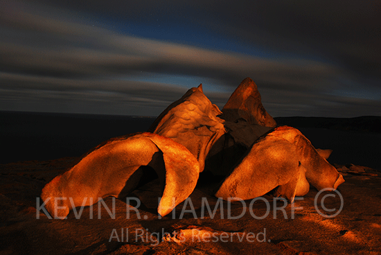 Remarkable Rocks, Cape Du Couedic, southwest coast, Kangaroo Island, South Australia.  This is the mythic site from the Ngurunderi aboriginal people's Dreamtime, where the spirits of the dead ascend to the afterlife in the stars of the milky way.