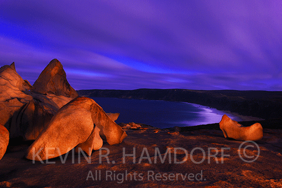 Remarkable Rocks, Cape Du Couedic, southwest coast, Kangaroo Island, South Australia.  This is the mythic site from the Ngurunderi aboriginal people's Dreamtime, where the spirits of the dead ascend to the afterlife in the stars of the milky way.