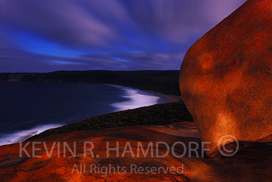 Remarkable Rocks, Cape Du Couedic, southwest coast, Kangaroo Island, South Australia.  This is the mythic site from the Ngurunderi aboriginal people's Dreamtime, where the spirits of the dead ascend to the afterlife in the stars of the milky way.