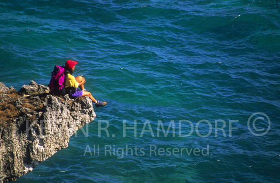 Hiking along Cebu coast near Badian Point, Cebu, Philippines. (PHCeb015)